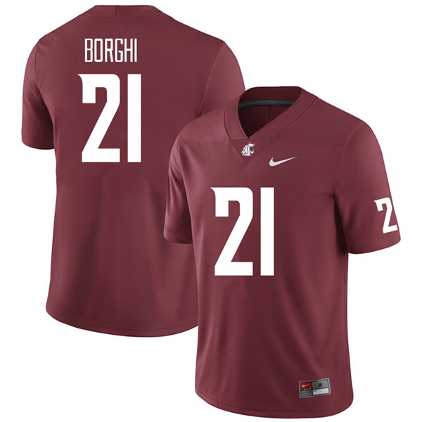 Men #21 Max Borghi Washington State Cougars College Football Jerseys Sale-Crimson